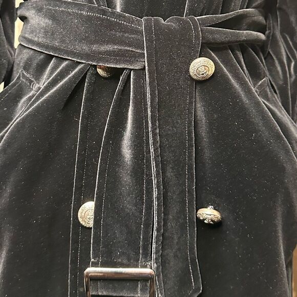 Ralph Lauren Black Label Double-Breasted Black Velvet Trench Coat - Picture 8 of 16